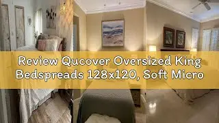 Review Qucover Oversized King Bedspreads 128x120, Soft Microfiber Ultrasonic Bedspread with 2 Pillow