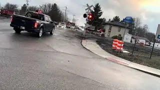 2 trains meet at Center Street in Waterloo Indiana 