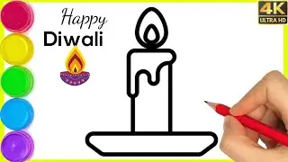 Diwali Candle Drawing || How to draw candle drawing || Easy candle drawing || mombatti ka drawing.
