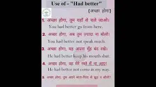 #Use Of Had Better#