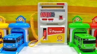 Satisfying Gas Station Toys ASMR | T4Y0 Bus Pay With Color Cards to Get Fuels