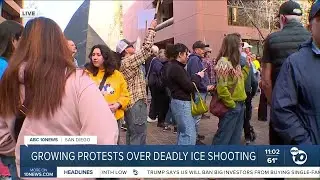 Anti-ICE protest outside of downtown San Diego federal building