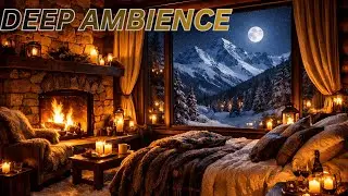 Moonlit Cabin | 2 hours Cozy Fireplace Ambience for Relaxation , Sleep or Focus