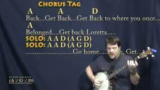 Get Back (The Beatles) Banjo Cover Lesson with Chords/Lyrics