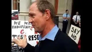 Bill Crabtree and anti-GM protesters outside the WA Supreme Court - GM decision