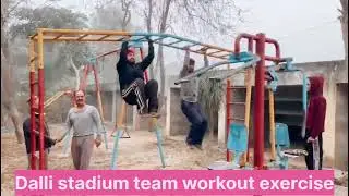 Team workout exercise at Guru Gobind Singh khed stadium Dalli Bhogpur