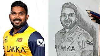SL Cricket Pencil Drawing Tutorial | Wanindu Hasaranga Art | SLSoft