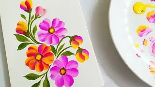 Beautiful one stroke flower painting for beginners 🌺🌿❤️#arttutorial#acrylicpainting #relaxing#viral 