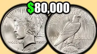 BIG SILVER DOLLAR COINS WORTH MONEY!! 1934 PEACE DOLLAR COIN VALUES