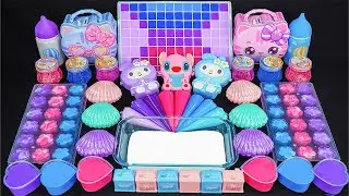 Pink & Purple & Blue SANRIO Slime 🎀💜 94 Mins Clear Slime Mixing Glitter & Seashells & Makeup Set