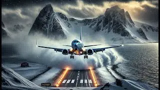 🛬 Extreme Short-Field Landing! Maniitsoq - Nuuk. 737 MAX 8 BBJ VS Harsh Arctic Conditions 🌨️❄️