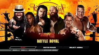 WWE 2K15-BookerT,ChrisJericho,RomanReigns,ErickRowan,BrayWyatt,BrockLesnar-6-ManBattleRoyalKOMatch