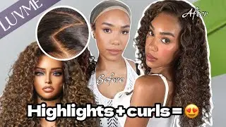 The Prettiest Brown Highlights on Curls?! | LUVME Hair Wig Install Tutorial ✨