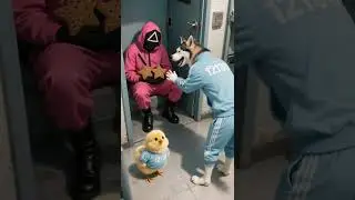 Yellow Chicken and dog playing Dalgona Candy Game #animals  #cute#dalgona