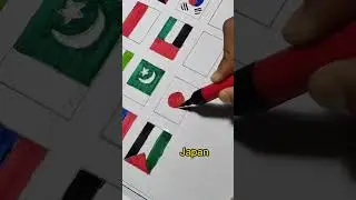Japan flag art 🇯🇵 All country flag art challenge part 12 #shorts #drawing