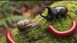 Rare Wildlife Encounter : Millipede, Snail & Rhinoceros Beetle Meetup #educationalmillipede #insects