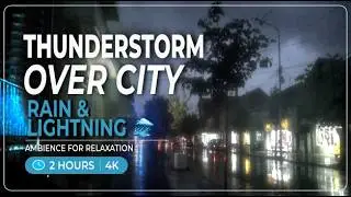 constant lightning strikes / white city / asmr / rain, thunder, lightning ...4k