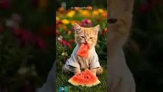 This Kitten Loves Eating Fruits?! 🍉🐱 #KittenEats #FunnyCat #Shorts #CuteCat #ViralCat #fyp
