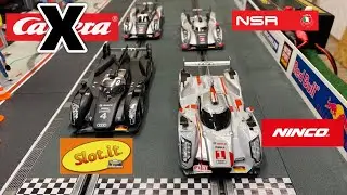 Slotcar Audi R18 von 4 Herstellern ohne Magnet - welches Slotcar bietet das beste Handling ?