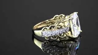 3.34 TCW Emerald-Cut Cubic Zirconia Scroll Ring In 10k Gold