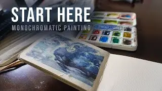 Stormy Clouds in Watercolor - Monochromatic Small Sketchbook Study