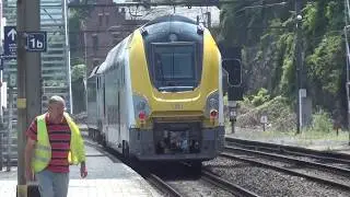 BIJZONDER! HLE18 komt toeterend met M7 stuurstand als testtrein door Dinant (B) (17-7-2019)