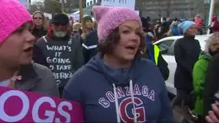 Demonstrations mark Trump inauguration anniversary