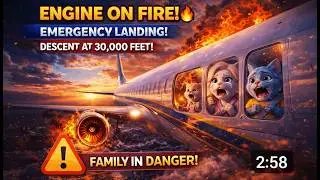 EMERGENCY LANDING! Engine Fire Forces Crash Position | Kiki & Popo True Story