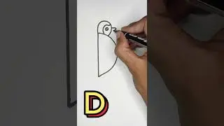 🎨 Easy Drawing for Kids | Letter D Turns into a Penguin 🐧 #youtubeshorts #kidsvideo #esaydrawing