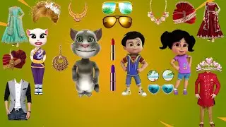 Talking Tom Billu & vir the rebot Dress, lipstick, sunglass, best colour cat funny makeup Cartoon