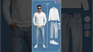 White Polo T-Shirt + Light Blue Jeans = Clean Men Look 😎🔥 #MenFashion #OutfitShorts #ViralShorts