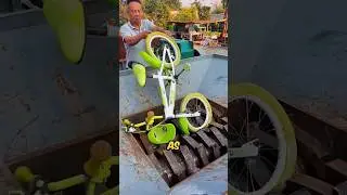 Man Crushes Bicycle Into Crusher Machine #shortsvideo