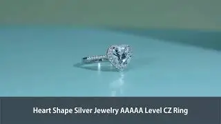 Heart Shape Silver Jewelry AAAAA Level CZ Ring