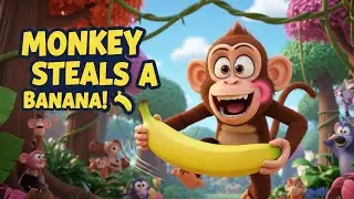 The Monkey Who Stole His Own Banana 🍌😂#FunnyKids#MonkeyFunny#AIKidsVideo#KidsComedy#funnyshorts