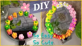 DIY Cute Clay Flower Mirror 🌺 |(Pinterest inspired)تزيين المرايا الترند بالصلصال 🤩🌸