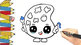 How To Draw A Cute Paint Palette Easy Step By Step Tutorial for kids 🎨❤️✏️🧹