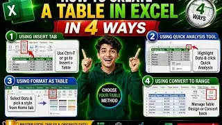 How to Create a Table in Excel – 4 Easy Ways | Excel Tips & Tricks