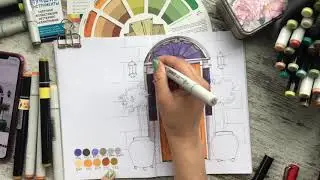 Рисуем дверь спиртовыми маркерами SKETCHMARKER