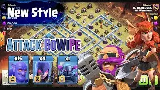 New Style Attack BOWIPE 2019!! QW+ 15 Bowlers 4 Witch 1 pekka Smash TH12 ( Clash of Clans )
