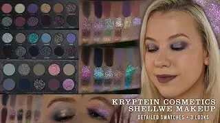 3 палетки, 3 образа: Kryptein Cosmetics Violet Crazy и Atlantis, Shellwe Makeup Somber Garden
