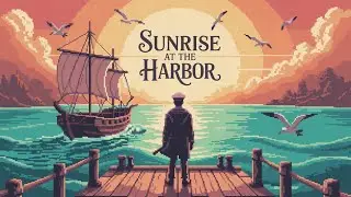 Sunrise at the Harbor &ndash; 32 bit Pixel Art Ambient Sea Ambient Music