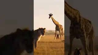 Epic Twist! Lioness Fights Hyenas to Save Giraffe Calf! You Won't Believe This! #epic #wildlife