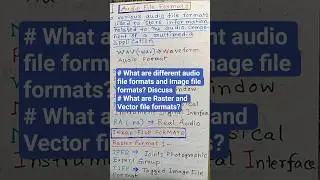 What are different audio file formats and Image file formats? l Raster l Vector formats #shorts