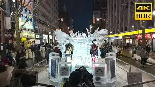 🇯🇵さっぽろ雪まつり 2024 すすきの会場 夜の部 散歩／日本 北海道 札幌市 中央区 [4K HDR Binaural ASMR]