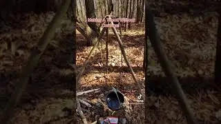 Making A Tripod For Cooking Over The Fire Without Cordage! #bushcraft #fire #survival
