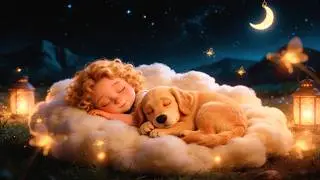 Magical Cloud Lullaby &bull; Baby & Golden Puppy Sleeping Under Stars & Moon | &oslash;nebaby