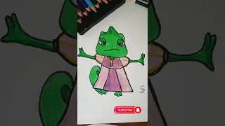 Bukalemun modayı yakından takip ediyor 👑🥻#karakter&ccedil;izimi #Pascal&Ccedil;izimi #TangledFanArt #DisneyDrawing