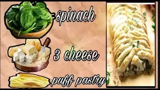 THREE CHEESE AND SPINACH BRAIDED PUFF PASTRY BY MKA