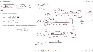Maths N5 Limits & Continuity Exam Questions(April 2022)