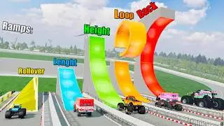 Which MONSTER TRUCK Will be BETTER than the Jumping Ramp? - BeamNG Monster Truck Crashes
